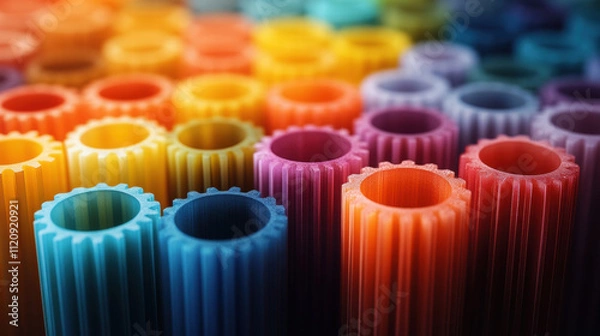 Obraz Colorful close up of polymer samples arranged in rows