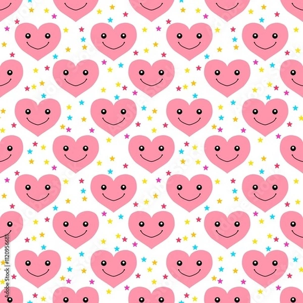 Fototapeta seamless pattern with hearts and stars