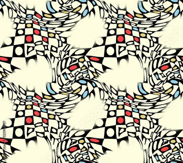 Fototapeta geometric seamless patterns, digital print abstract geometry, allover tessellation design, modern digital textile patterns, minimalist geometric motifs, watercolor texture patterns, vibrant watercolor