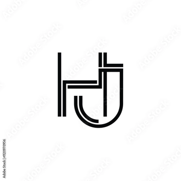 Obraz HJ monogram logo design letter text name symbol monochrome logotype alphabet character simple logo