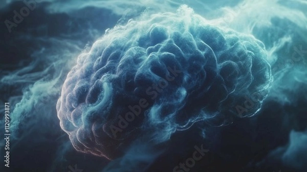 Obraz a computer generated image of a brain surrounded by clouds