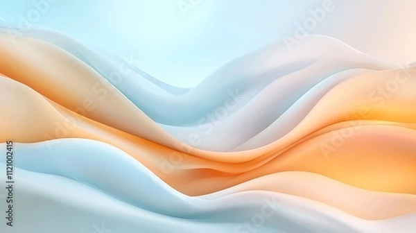 Fototapeta Aesthetic viewpoint flowing abstract waves in soft colors and modern digital design