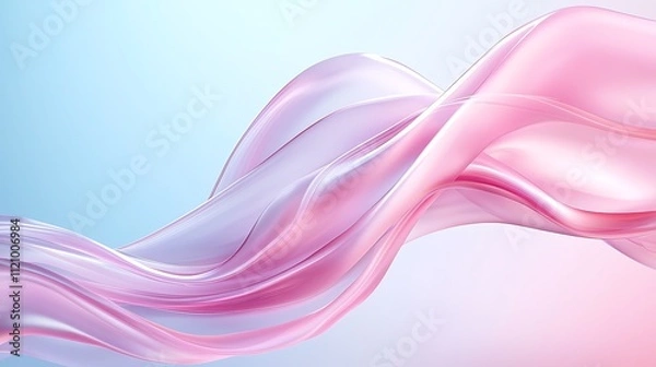 Fototapeta Serene dynamic pink silk waves abstract digital art in a tranquil environment