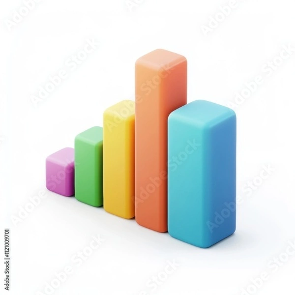 Fototapeta A vibrant bar chart isolated on white background for financial presentations