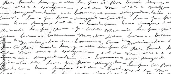 Obraz Handwritten abstract text seamless pattern vector monochrome script background