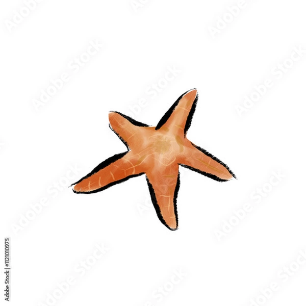 Obraz Red starfish isolated on white background, a perfect symbol of the ocean's beauty
