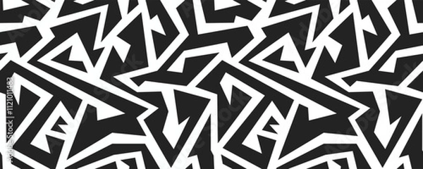 Obraz monochrome tribal seamless pattern