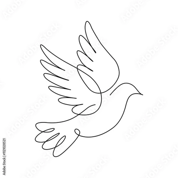Fototapeta Line art of dove bird vector art illustration