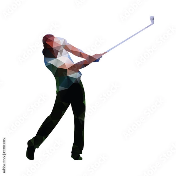 Fototapeta Golf. Streszczenie geometryczny gracz w golfa. Wieloboczna sylwetka golfisty