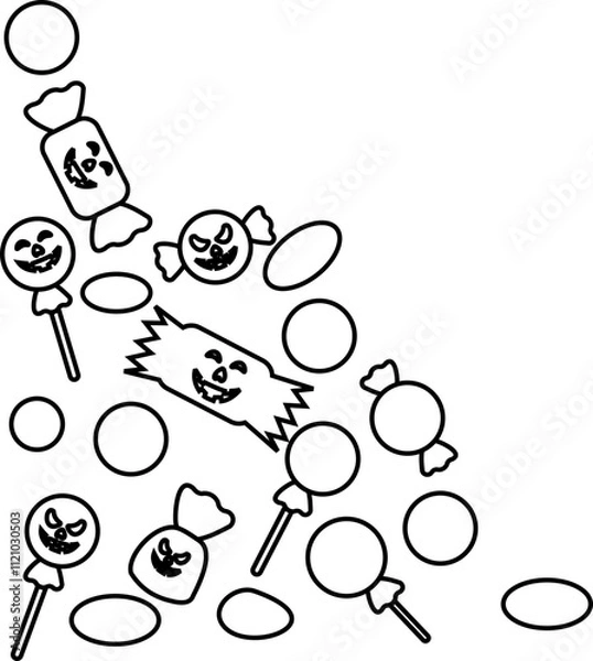 Fototapeta Halloween Candy Corner Pattern Outline
