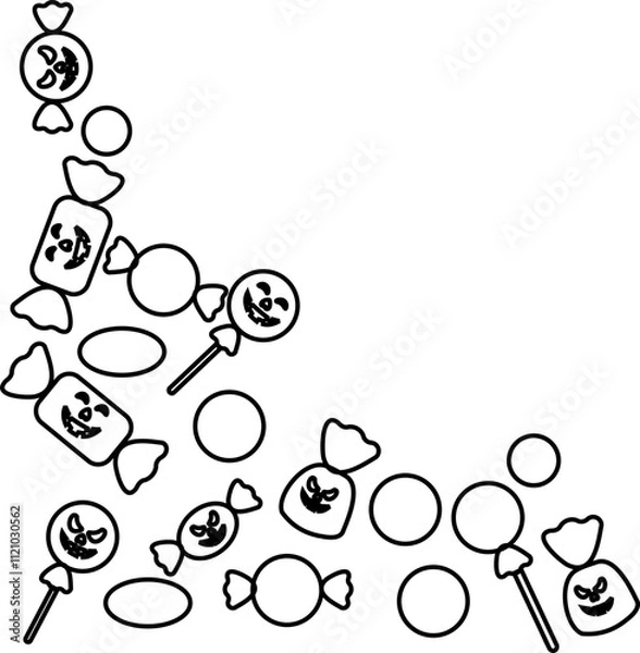 Fototapeta Halloween Candy Corner Pattern Outline
