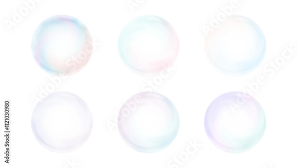 Obraz 正円のシャボン玉　グラフィック素材　セット素材　背景透過　png