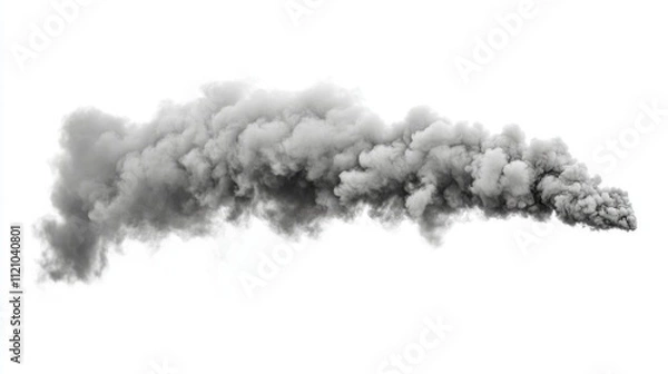 Fototapeta Dark black smoke spreading outward in a soft curve, sharp cut-out edges with no background distractions