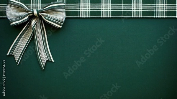 Fototapeta Elegant Green Background with Ribbon Bow for Festive Occasions