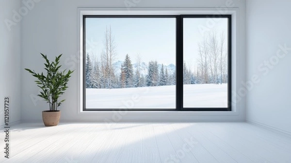 Fototapeta Cozy Indoor Winter Scene with Heated Floor Providing Warmth on Snowy Day