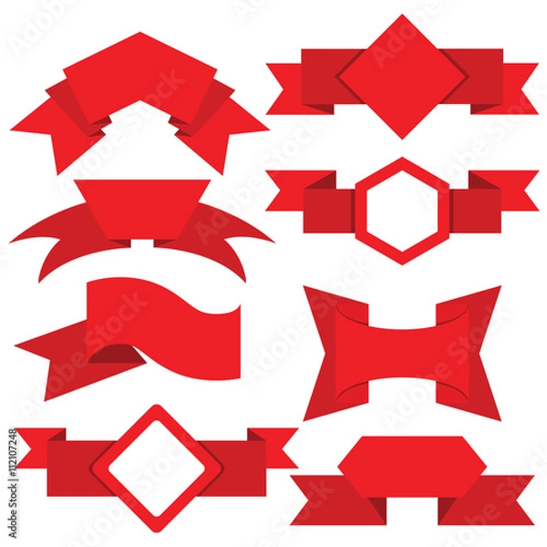 Fototapeta red ribbons, red labels