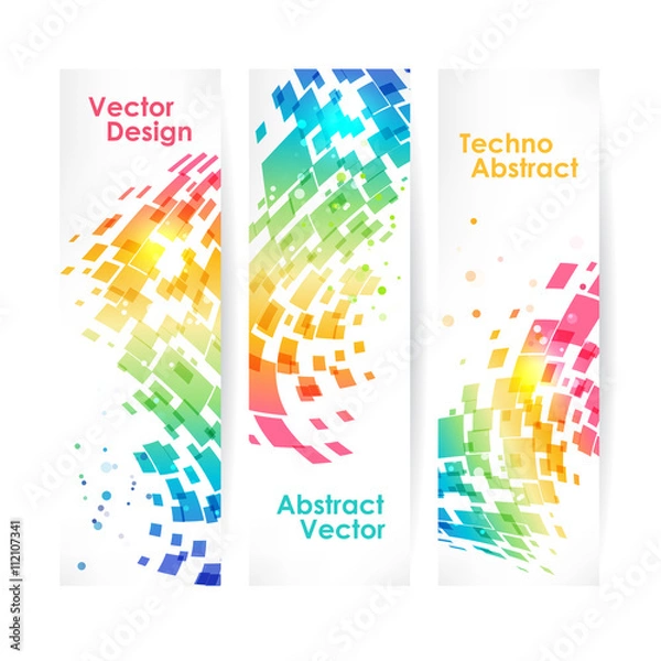 Fototapeta Abstract multicolored geometric background, set of banners