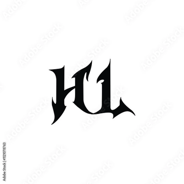 Fototapeta HL monogram logo design letter text name symbol monochrome logotype alphabet character simple logo