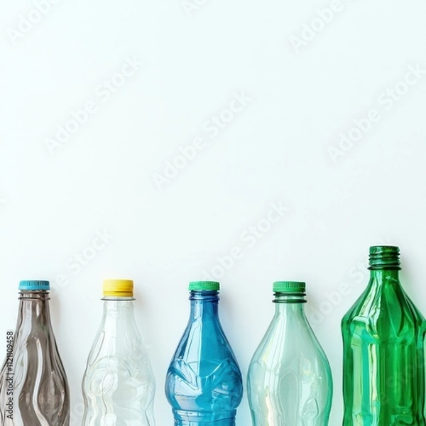 Fototapeta Recycled plastic bottles. AI.