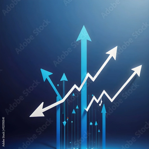 Fototapeta arrows pointing upward on a blue background with a blue background

