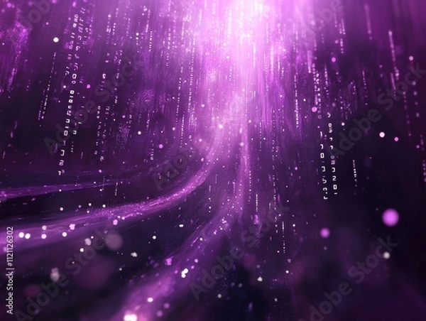 Obraz Dynamic digital data flow virtual environment abstract art purple light effects futuristic concept for technology insights