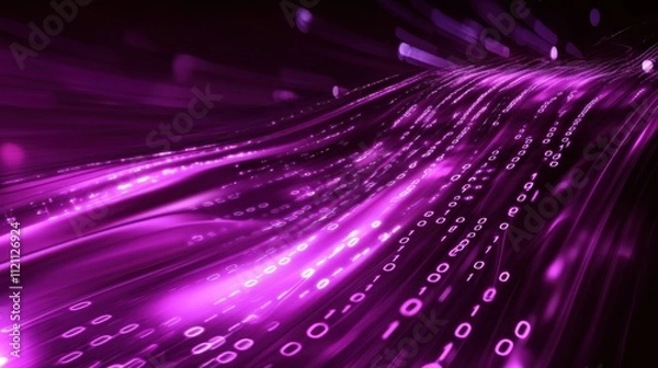 Obraz Dynamic purple data flow visualization digital realm abstract art technology aerial view data representation concept