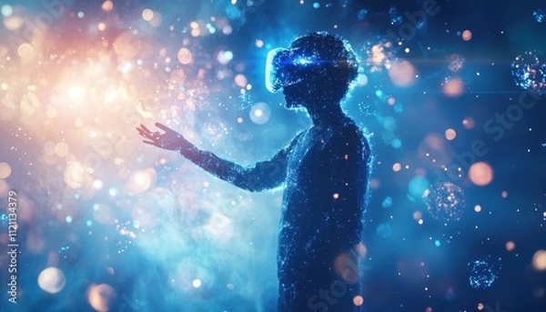 Fototapeta A Person Experiencing Immersive Virtual Reality Technology