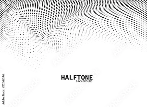 Fototapeta Black wavy halftone on white background vector
