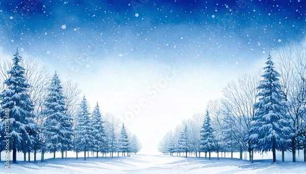 Obraz 눈이 오는 겨울 숲