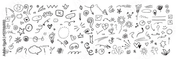 Fototapeta Doodle element vector set, for concept design