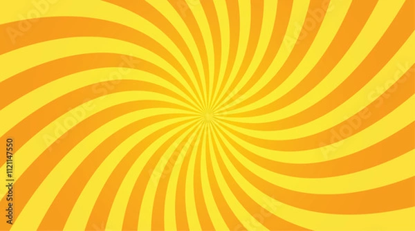 Fototapeta Sunburst retro sun rays yellow background. Abstract summer yellow comic illustration. Vintage pop art radial yellow texture. Stock vector.