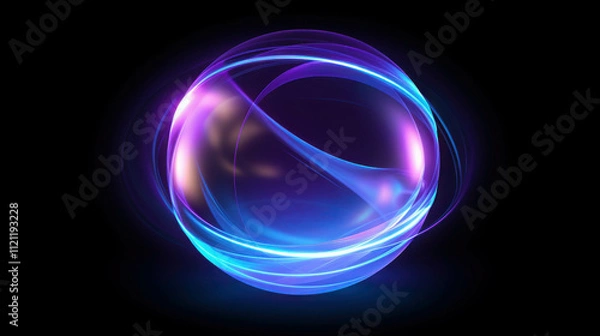 Fototapeta Colorful Light Sphere with Abstract Swirls on Dark Background