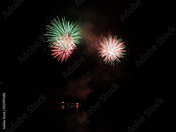 Obraz fireworks over the river