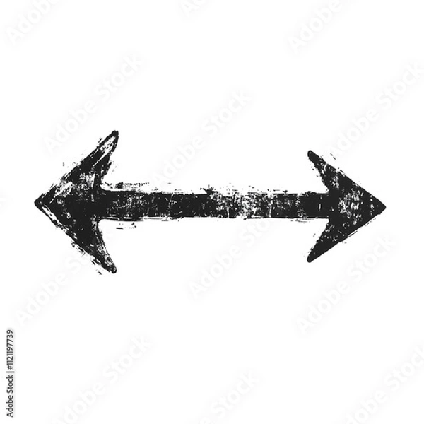 Obraz 【グランジデザイン】力強い上昇矢印の手描きアート｜モノクロで表現するダイナミックなブラシストローク｜抽象的でアーティスティックな方向性のグラフィック｜クリエイティブな書道風デザイン要素【モダンイラスト・デジタルアート】