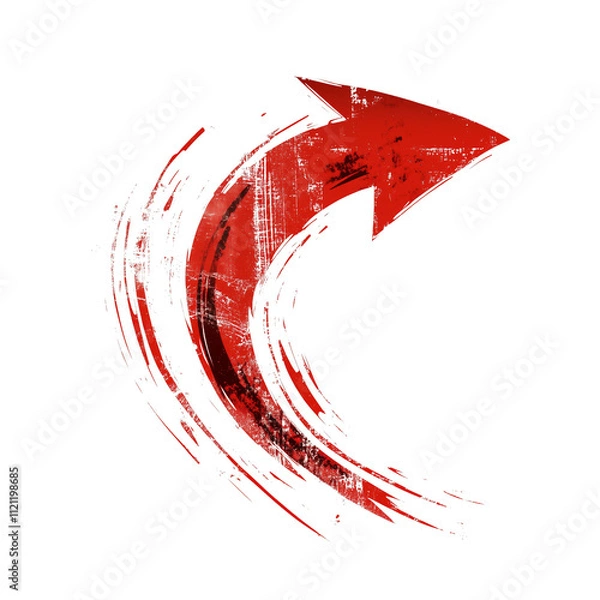 Obraz 【グランジデザイン】力強い上昇矢印の手描きアート｜モノクロで表現するダイナミックなブラシストローク｜抽象的でアーティスティックな方向性のグラフィック｜クリエイティブな書道風デザイン要素【モダンイラスト・デジタルアート】