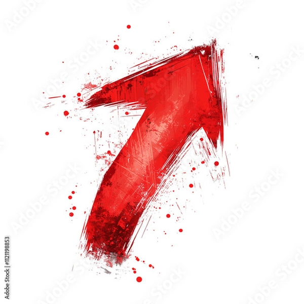 Obraz 【グランジデザイン】力強い上昇矢印の手描きアート｜モノクロで表現するダイナミックなブラシストローク｜抽象的でアーティスティックな方向性のグラフィック｜クリエイティブな書道風デザイン要素【モダンイラスト・デジタルアート】