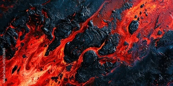 Obraz Lava flow with red and black colors