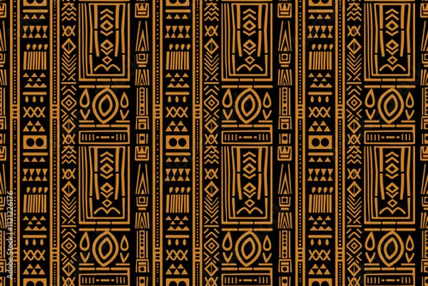Obraz Seamless tribal african brown and black pattern background