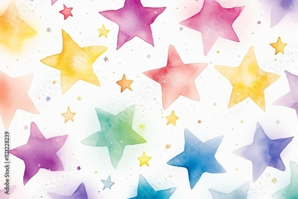 Obraz Watercolor colorful stars pattern background
