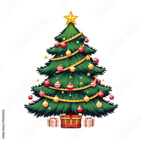 Fototapeta whispers of the evergreen twinkle beneath the boughs snow-kissed pine dreams magic under the tree evergreen glow light of the silent night