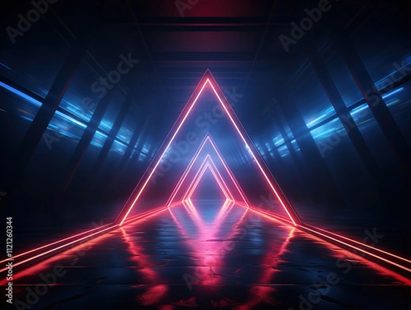 Fototapeta Fantastic 3d rendering of neon triangle