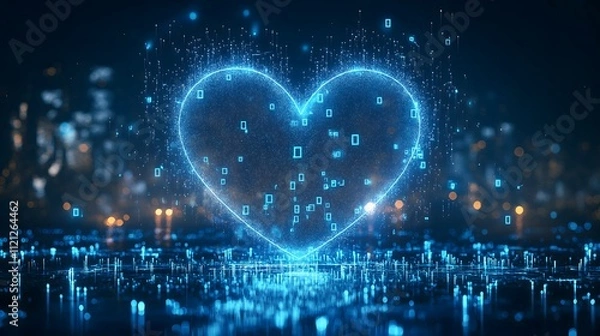 Fototapeta Modern abstract heart radiating irregular dashed lines in dynamic motion