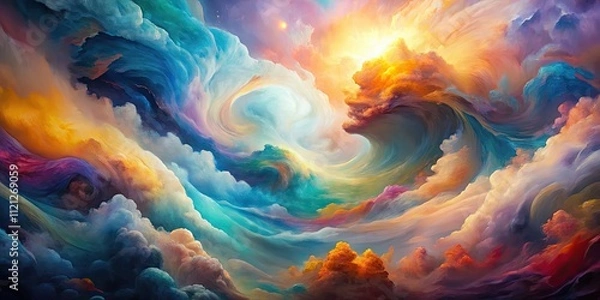 Fototapeta Abstract cloudscape of swirling colors , abstract, clouds, sky, swirl, colors, vibrant, surreal, dreamy, ethereal, artistic