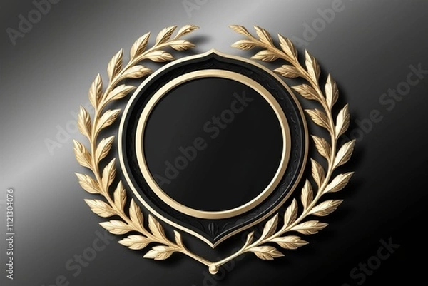 Obraz A majestic gold and black shield with a ornat