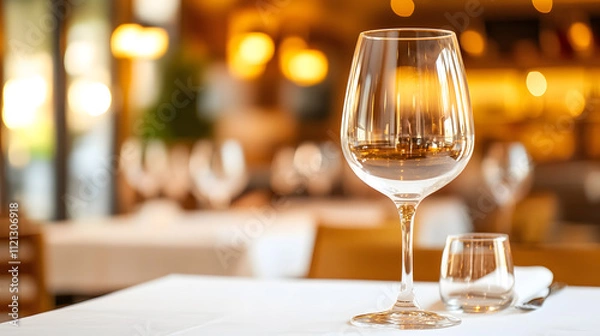 Fototapeta Empty Restaurant Interior with Cozy Atmosphere and Warm Lighting - Inviting and Relaxing Ambiance Ready for Guests