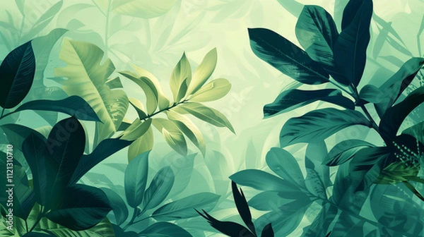 Fototapeta abstract floral background with leaves of different shades of green colors