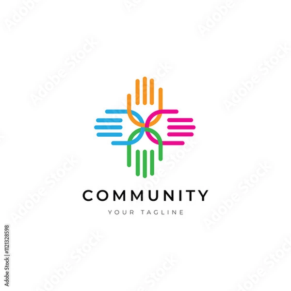 Obraz hand community colorful logo design vector