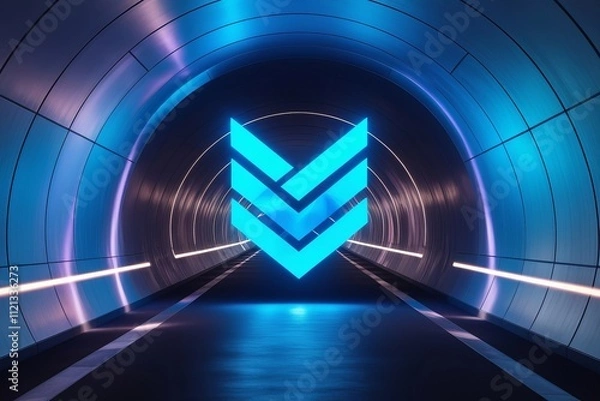 Obraz A futuristic tunnel with a sleek metallic int