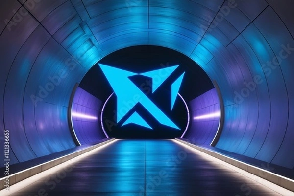 Obraz A futuristic tunnel with a sleek metallic int