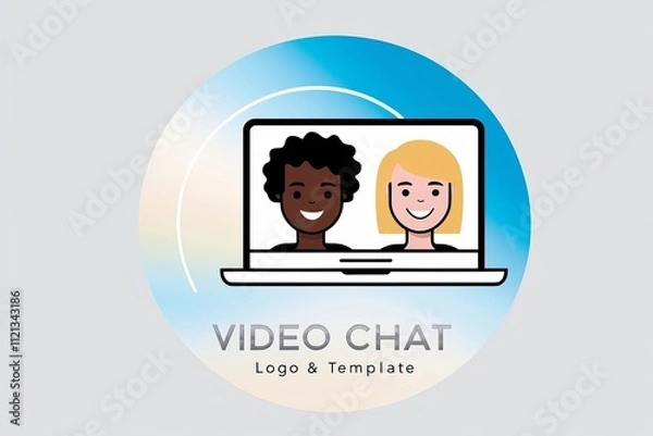 Obraz A modern sleek logo template for a video chat